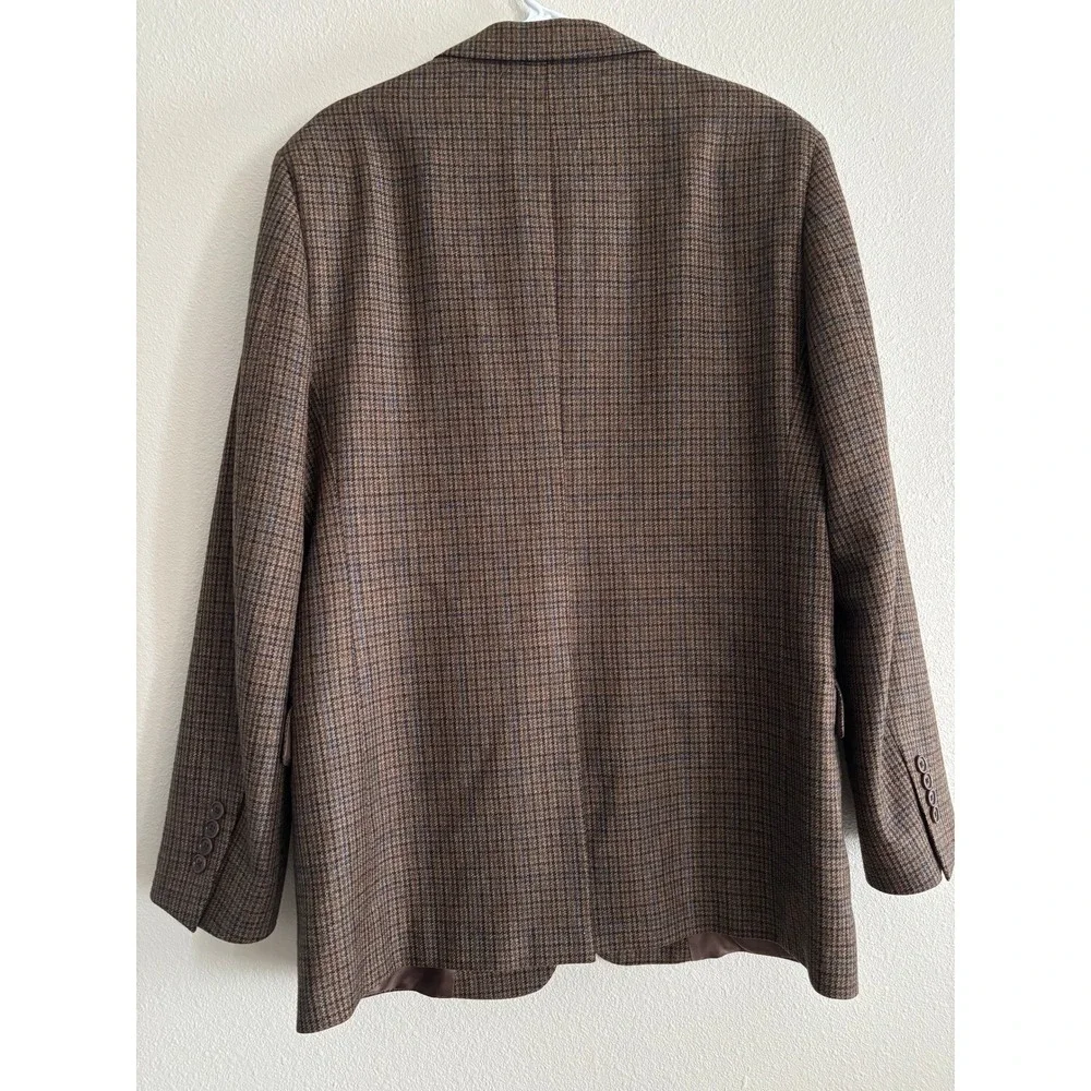Brooks Brothers Wool Blazer Mens 44 Long Brown Houndstooth Sport Jacket Coat